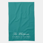 Familienaam Elegant Blauwgroen Kitchen Theedoek (Verticaal)