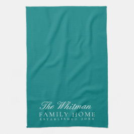 Familienaam Elegant Blauwgroen Kitchen Theedoek