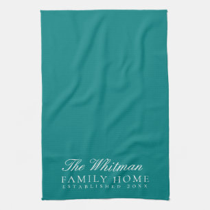 Familienaam Elegant Blauwgroen Kitchen Theedoek