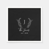 Familienaam elegant gepersonaliseerd zwart servet (Voorkant)
