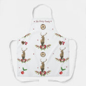 Familienaam Elegant Kerstmispatroon Schort (Voorkant)