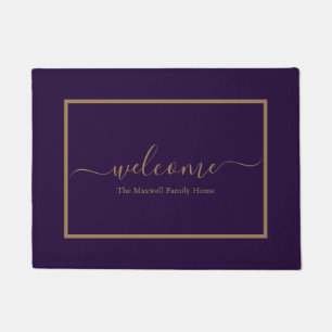 Familienaam Elegant paars Gold script (welkome naa Deurmat