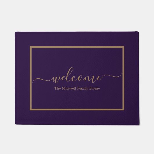 Familienaam Elegant paars Gold script (welkome naa Deurmat (Voorkant)