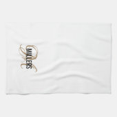 Familienaam Elegant White Gold Script Monogram Theedoek (Horizontaal)