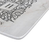 Familienaam Elegant White Marble Monogram Snijplank (Hoek)