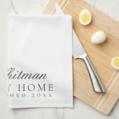 Familienaam Elegant White Theedoek (Quarter Fold)