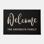 Familienaam elegant zwart-neutraal welkom deurmat (Voorkant)