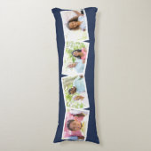 Familienaam en 4 Foto Collage Blue Lichaamskussen (Voorkant Verticaal)