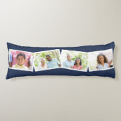 Familienaam en 4 Foto Collage Blue Lichaamskussen (Voorkant)