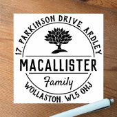 Familienaam en Adres met de Motif van de Boom Rubberstempel