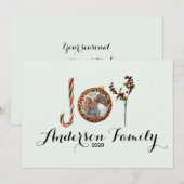 Familienaam en foto in kerstornament feestdagenkaart (Voorkant / Achterkant)