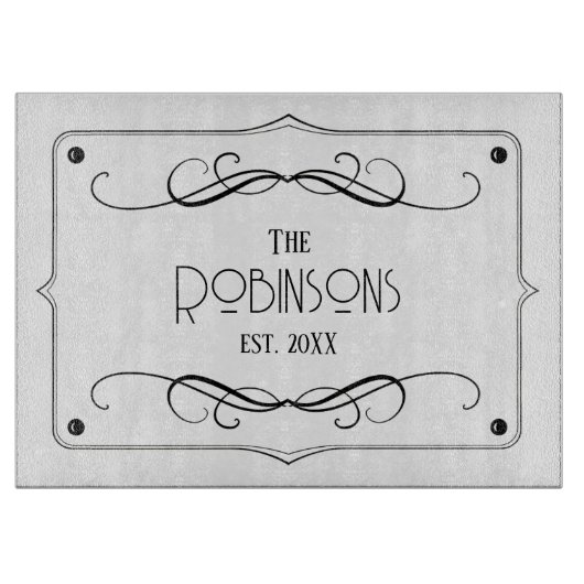 Familienaam en gevestigde Jaar Oude Film  Snijplank (Voorkant)