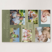 Familienaam en Jaar 6 Foto Collage Green Blue Legpuzzel (Horizontaal)