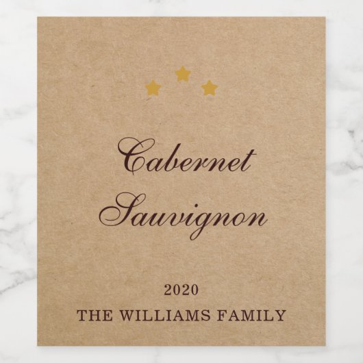 Familienaam en Jaar van Elegant Custom Wine Varian Wijn Etiket (Enkel label)