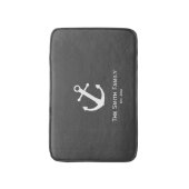 Familienaam en Oost Nautical White en Donkergrijs Badmat (Voorkant Verticaal)