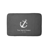 Familienaam en Oost Nautical White en Donkergrijs Badmat (Voorkant)