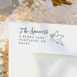 Familienaam en retouradres van Little Bird Zelfinktende Stempel