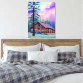 Familienaam en vastgestelde datum met de pastelhem canvas afdruk (Insitu (Slaapkamer))