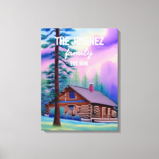 Familienaam en vastgestelde datum met de pastelhem canvas afdruk