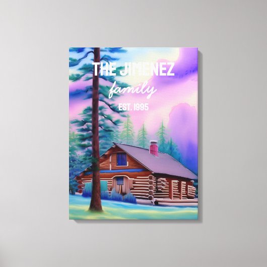 Familienaam en vastgestelde datum met de pastelhem canvas afdruk (Voorkant)