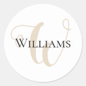 Familienaam / familienaam / initiaal monogram ronde sticker (Voorkant)