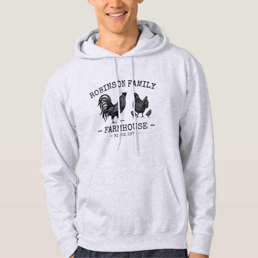Familienaam Farmhouse Hen Chicks Rooster Hoodie (Voorkant)