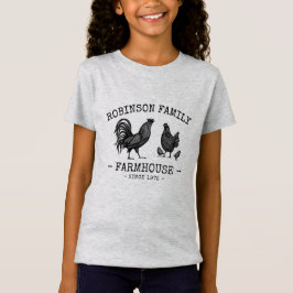Familienaam Farmhouse Hen Chicks Rooster T-shirt