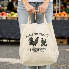 Familienaam Farmhouse Hen Chicks Rooster Tote Bag