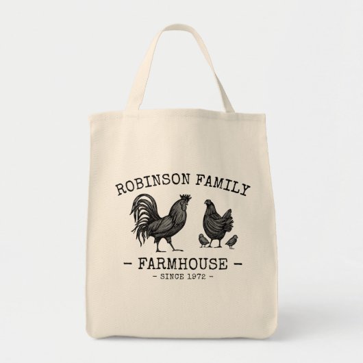 Familienaam Farmhouse Hen Chicks Rooster Tote Bag (Voorkant)