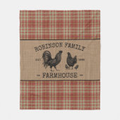 Familienaam Farmhouse  Red Pset Burlap Fleece Deken (Voorkant)