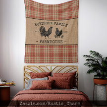 Familienaam Farmhouse Red Pset Burlap