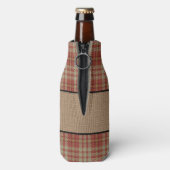 Familienaam Farmhouse  Red Pset Burlap Flesjeskoeler (Fles Achterkant)