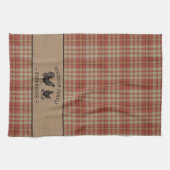 Familienaam Farmhouse  Red Pset Burlap Theedoek (Horizontaal)