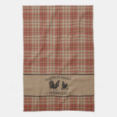Familienaam Farmhouse  Red Pset Burlap Theedoek (Verticaal)