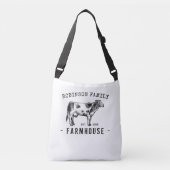 Familienaam Farmhouse Rustic Dairy Milk Koe Crossbody Tas (Voorkant)