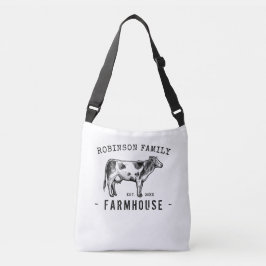 Familienaam Farmhouse Rustic Dairy Milk Koe Crossbody Tas