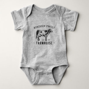 Familienaam Farmhouse Rustic Dairy Milk Koe Romper