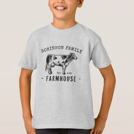 Familienaam Farmhouse Rustic Dairy Milk Koe T-shirt