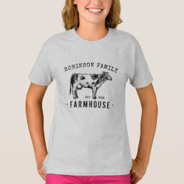 Familienaam Farmhouse Rustic Dairy Milk Koe T-shirt