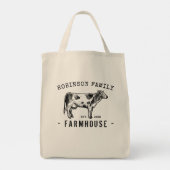 Familienaam Farmhouse Rustic Dairy Milk Koe Tote Bag (Achterkant)