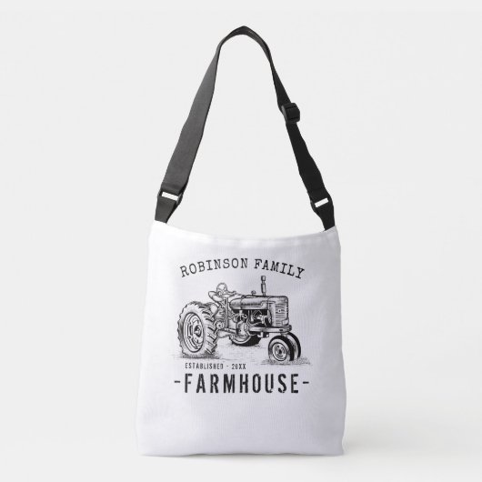 Familienaam Farmhouse Rustic  Tractor Crossbody Tas (Voorkant)