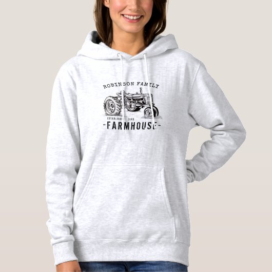 Familienaam Farmhouse Rustic  Tractor Hoodie (Voorkant)