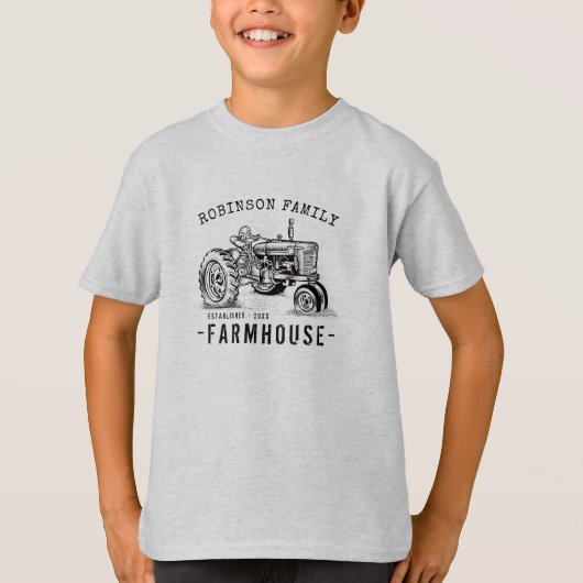 Familienaam Farmhouse Rustic  Tractor T-shirt (Voorkant)
