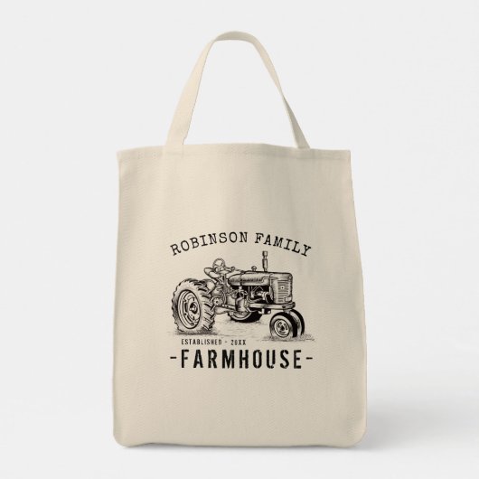 Familienaam Farmhouse Rustic Tractor Tote Bag (Achterkant)