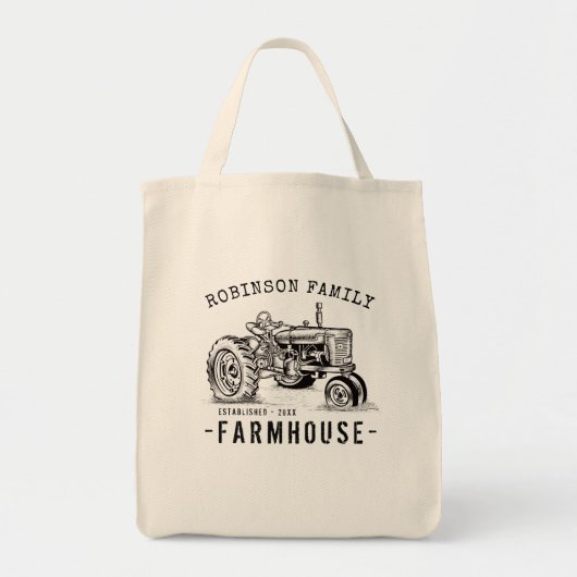 Familienaam Farmhouse Rustic  Tractor Tote Bag (Voorkant)