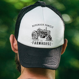 Familienaam Farmhouse Rustic Tractor Trucker Pet