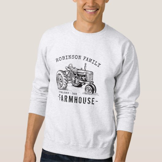 Familienaam Farmhouse Rustic  Tractor Trui (Voorkant)