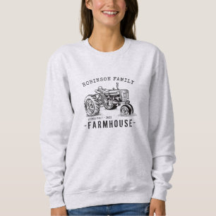 Familienaam Farmhouse Rustic  Tractor Trui