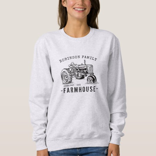 Familienaam Farmhouse Rustic  Tractor Trui (Voorkant)