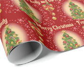 Familienaam & Favoriete Kerstliedjes Klassiek Cadeaupapier (Rol Hoek)